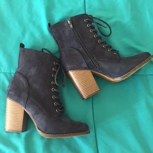 Navy Blue Velvet Booties- Size 8.5
